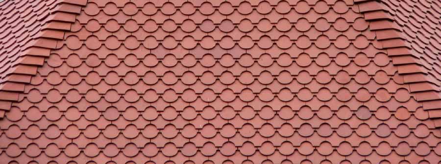 Plum Red club and ornamental fishtail Tiles